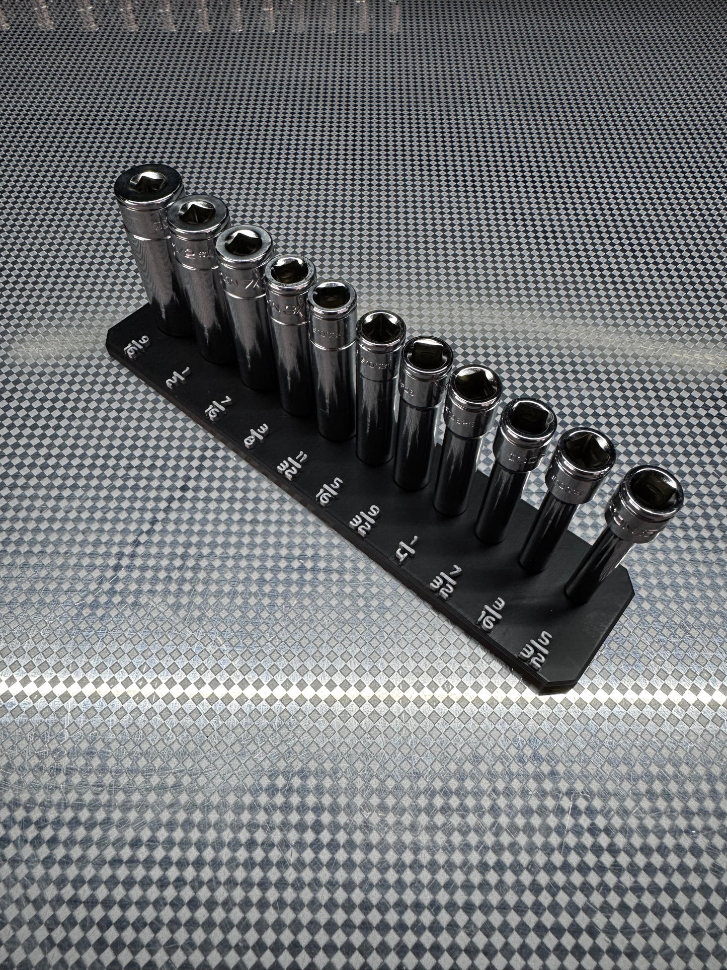 SAE 1/4 Icon Single Chrome Socket Rail