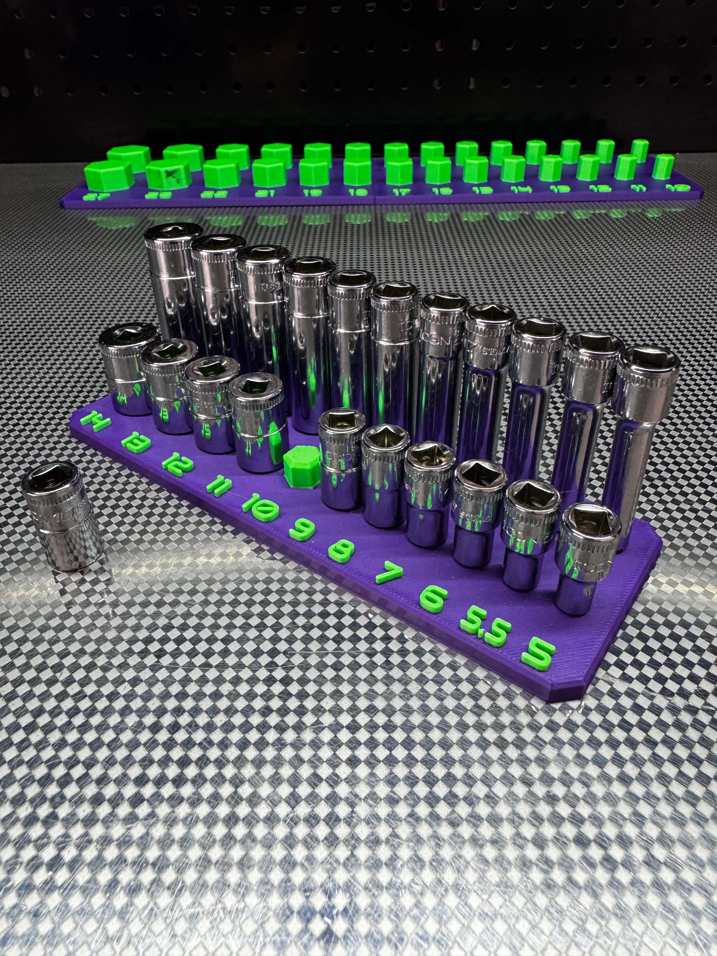 METRIC Icon 1/4 single Chrome socket rail – Tool Craft Organizers