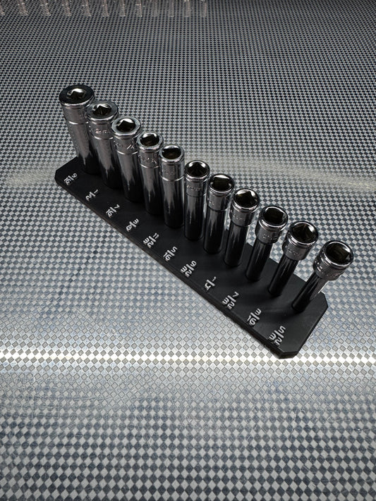 SAE 1/4 Icon Single Chrome Socket Rail